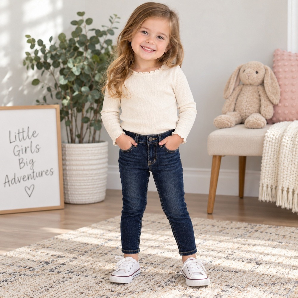 Levi's 710 Super Skinny Jeans Girls 3T Dark Wash Stretch Adjustable Waist